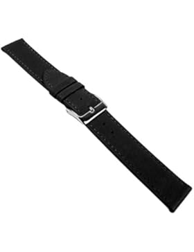 Aqua Soft Ersatzband Uhrenarmband Nappaleder schwarz 20580S, Stegbreite:20mm