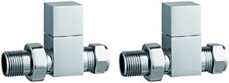 Tailored-Plumb Pair of 15mm Square Radiator Radiator Valves for Central Heating (Rectas)