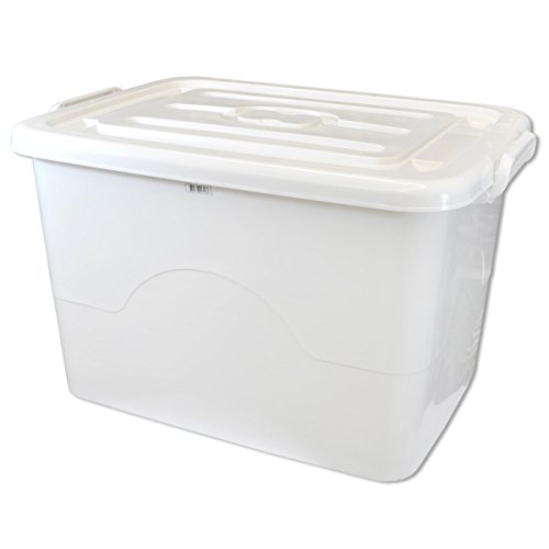 Aufbewahrungsbox mit Deckel und Rollen 95 Liter weiß (22318) - 2