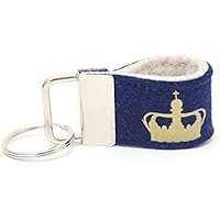 Mini Schlüsselanhänger aus Wollfilz mit Krone dunkelblau/ hellgrau