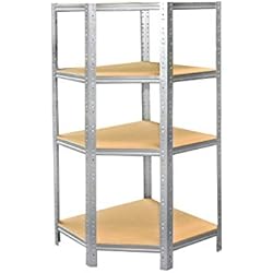 shelfplaza® HOME Étagère d'angle galvanisé de 155x90x60 cm avec 4 portants - étagère modulaire pour nos étagères de 60 cm de profondeur - Étagère d'entrepôts garage grenier atelier maison