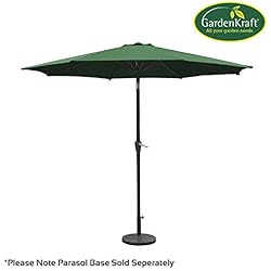 GardenKraft Parasol à manivelle et inclinable Vert foncé 2,7 m L 140(cm) x W 14(cm) x H 14(cm) Vert foncé
