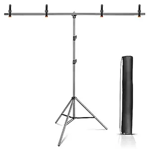 Hemmotop T-Shape Portable Background Backdrop Stand Kit 5x6.5ft with 4 Clip Clamps and Carry Bag,Photo Backdrop Stand Support System Kit for Photo Video Studio