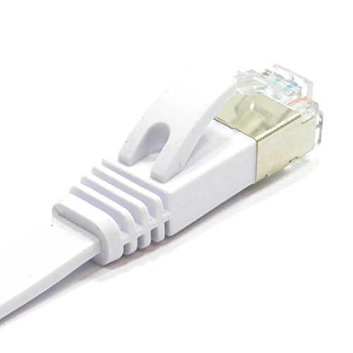 Flach CAT6A s STP Abgeschirmtes 500MHz Ethernet LAN Kabel RJ45 4 m Weiß - 4