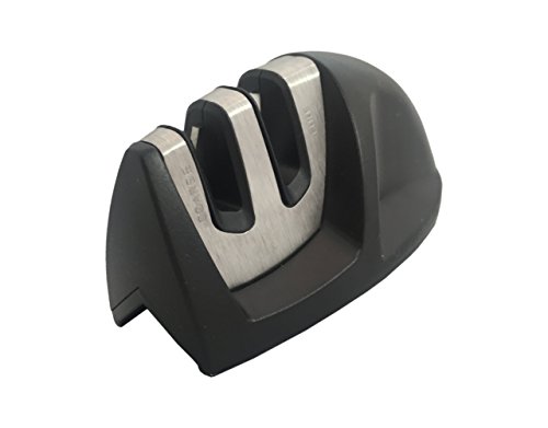 KitchnPro Messerschärfer Messerschleifer Knife Sharpener mit zweistufigem Schleifscheibe-Schärfsystem, Schwarz - 2