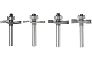 WSOOX Slot Router Bits with 1/4 Inch Shank Biscuit Joint Slot Cutter 4PCS Woodworking Grooving Router Cutter Set (Cutting Height:3/32",5/32",3/16",1/4")