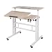 Produktbild DlandHome Sit-Stand Tischwagen Mobile Höhenverstellbare Sitzfläche zum Stehpult Stehtisch Stehtisch Arbeitsplatz Mobile Schreibtisch, Maple