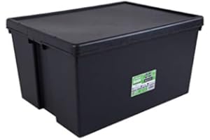 Wham 2 sztuki Bam Heavy Duty pudełko z recyklingu – 150 litrów z pokrywką – 80 x 59,5 x 42 cm – czarne