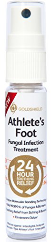 24 Hour Athlete's Foot Fungal Infection Treatment, Anti-Bacterial, Long-Lasting Relief for Tinea Pedis 25ml bottle with easy application spray by Goldshield.
