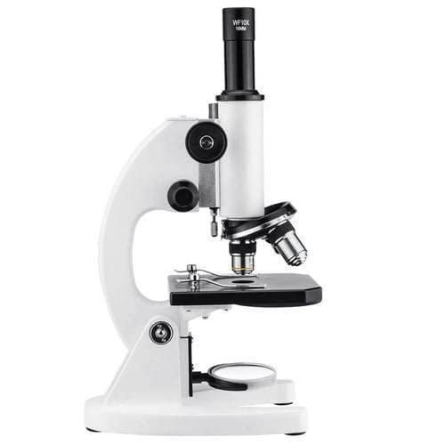 D&A Compound Student Microscope (White/Black), Metal Body, 10x/45x Magnification