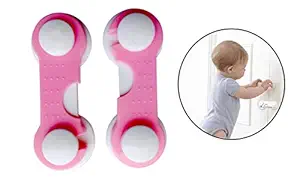THE LITTLE LOOKERS Multipurpose Non Toxic BPA Free Safety Lock for Doors, Cabinet, Fridge, Drawer | Safety Accessories for Baby/Child/Kids/Infant/Toddler (Pink, Pack of 2)