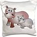 Produktbild Janna Salak Designs Jungle Animals - Cute Hippos Mom and Baby - 16x16 inch Pillow Case
