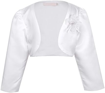 TiaoBug Girl's Long Sleeves Bolero Jacket Shrug Short Cardigan Coat Kids Wedding Party Dress Cover up