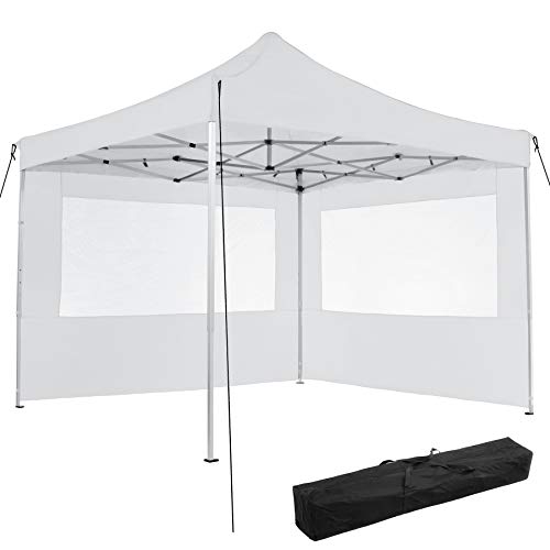 tectake 800685 Tonnelle de Jardin 3 x 3 m en Aluminium, Pliante, 100% imperméable, réglable en Hauteur, 2 Parois, Sardines et Sac de Transport Inclus - Plusieurs Couleurs - (Blanc | no. 403148)