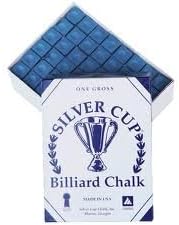Silver CupPool & Snooker Table Cue Chalk SILVER CUP Blue 12 Cubes