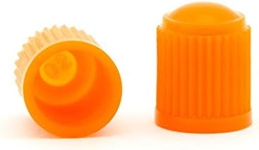 2x Orange Plastic Tyre Valve Dust Caps Schrader Type Universal Fit Motorcycle Scooter Dirt Bike Quad Car