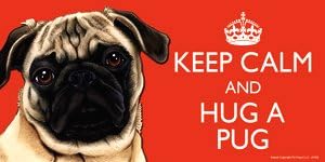 Pug Dog/Mopps Fawn Dog Gift - 'KEEP CALM' Large colourful 4" x 8" Magnet
