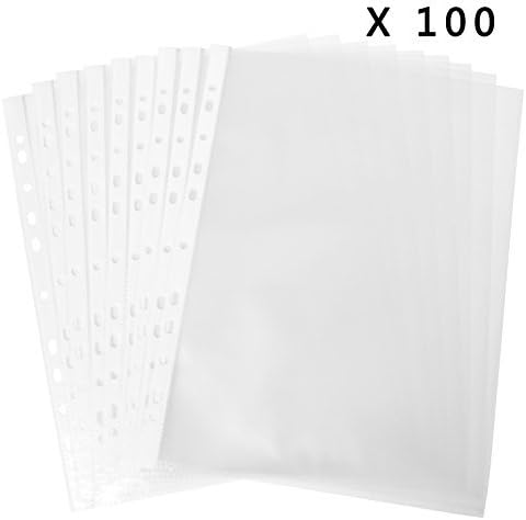 Cmxsevenday 5710 A4 Plastic Punched Pockets Wallet, Top Loading, Clear, Pack of 100