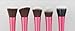 LyDia Professional 5pcs Hot Red Pink flat top foundation/angled blusher/face powder/stippling/face contour makeup brush set