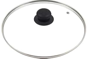 DIOXSTAR Transparent Glass Lid Cover, Heat Resistance, Ensuring Long-Lasting Performance, Ergonomic Knob, Comfortable, Sleek, Modern Design, Easy-Grip Knob, (26CM)