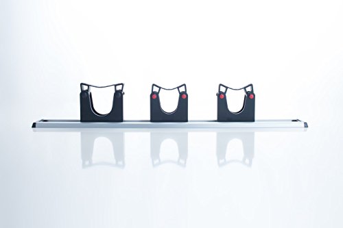 Aluminium Wandschiene 50cm mit 3 Sück Toolflex Gerätehalter für Werkzeug, Besen, Schaufel Gartengeräte - 2