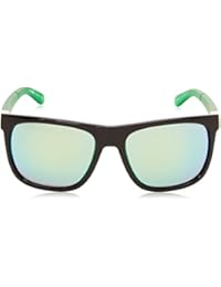 Arnette Fire Drill - Gafa de sol rectangular color negro brillante y lima con lentes color cromo, 59 mm