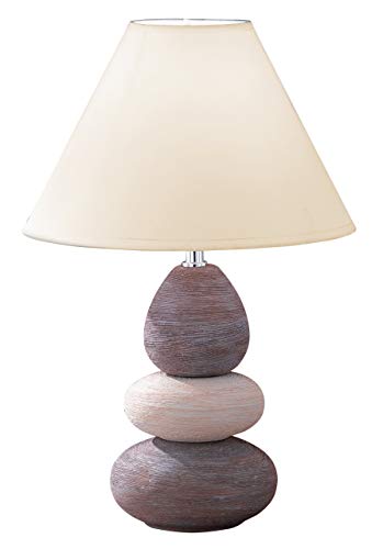 Honsel Leuchten 93891 Balon - Lámpara de mesa (1 bombilla E27 de 42 W y 220 V no incluida, cerámica, altura de 42 cm), color cromo y beige