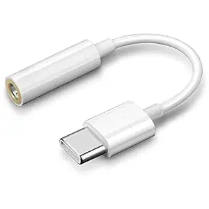 Type-C to 3.5 MM Jack for vivo V21 5G / vivo V 21 5G Type-C to 3.5 MM Audio Jack Adapter Converter for CDLA Type, Earphone Headphone Hands-Free Head Noise Cancelling Connector Splitter (3.5 mm Jack,White)