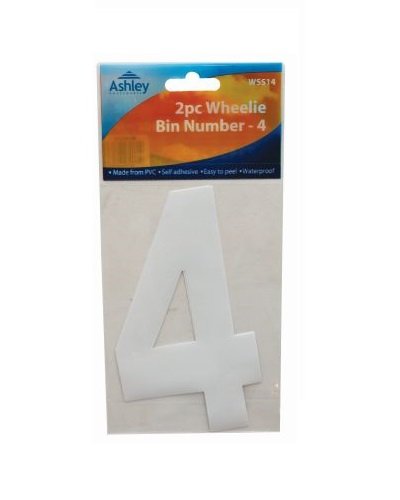 2 Große Nummern Für Mülltonnen Selbstklebend Aufkleber Weiße Nummer -4 - 2