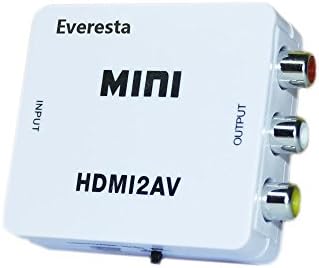 Everesta Mini 1080P HDMI to AV 3RCA CVBs Composite Video Audio Converter Adapter Support PAL/NTSC for PC Laptop TV Xbox PS3 PS4 VHS VCR Camera DVD-White (White)