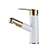 Produktbild Spültischarmatur Weiß mit gold vollkupfer wasserhahn mit pull down sprayer keramikventil einhand bad messing becken wasserhähne deck montage toilette kaltes warmwasser herausziehen waschbecken wasserh