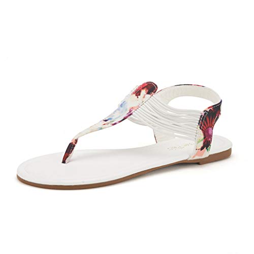 DREAM PAIRS SPPARKLY Sandalias Planas Verano Moda para Mujer Blanco Multi 39 EU/8.5 US