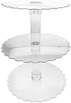 14-1/4 Inch Tall Three Tier Cupcake or Cake Stand with Scalloped Eges Made of Clear Hard Acrylic - Mix and Match Use As a One Tier, Two Tier or Three Tier - Center Tube Is Hollow and Can Be Filled If Desired (1, 2 LB) by Wedding Collection by Wedding Collection