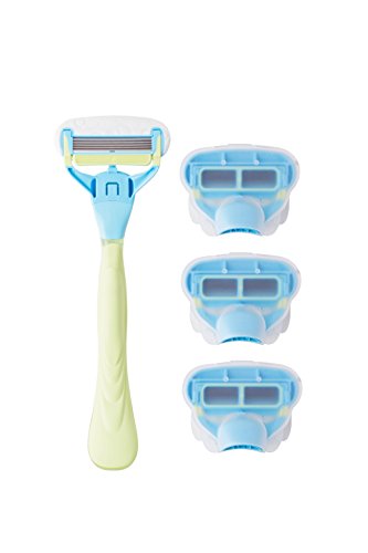 Ladies German Engineered Handle With 4 Replacement 5 Blade Razor Cartridges