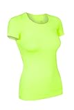 Sin costuras laterales. Camiseta de deporte de manga corta Assoluta para mujer en varios colores, todo el año, Mujer, color amarillo fluorescente, tamaño medium