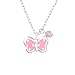 Produktbild Tata Gisele© Halskette Kette Kinder aus Sterling-Silber 925/000 rhodiniert – Anhänger Silber 925/000 und Swarovski-Kristall Schmetterling Rosa