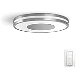 Philips Hue LED Deckenleuchte Being inkl. Dimmschalter, dimmbar, alle Weißschattierungen, steuerbar via App, aluminium, kompatibel mit Amazon Alexa (Echo, Echo Dot)
