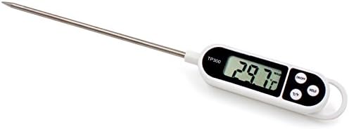 Gleading Food Thermometer, Digital Multi-Functional Food Thermometer with Instant Read, Long Probe, LCD Screen, Anti-Corrosion, Best for Food, Barbecue, Meat, Grill, BBQ, Milk, Wine and Water (Battery Included)