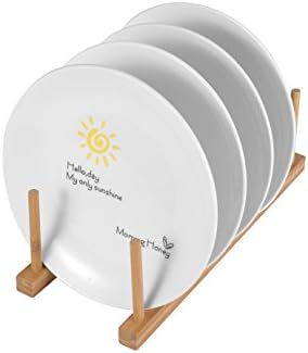 4 Pieces Porcelain Dinner Plate Set Breakfast Plates Set Ceramic Round Plates Set White with Different Yellow Warm Lovely Patterns and Characters - A Perfect Gift For Christmas 20.5*20.5cm (Sunny)