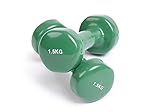 2 x 1,5 kg pesas verde 1,5 Yoga Studio Vinilo Recubierto Box Set (Dos Mancuernas en Cada Caja)
