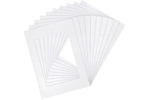Granvoo 10pcs A4 Paspartú Papel para Fotos de Marco de Cartulina Blanco Fotos de Cartón DIY diámetro Externo 30 x 21 cm y diámetro Interno 14 x 19cm Marcos de Fotos de Papel passepartout