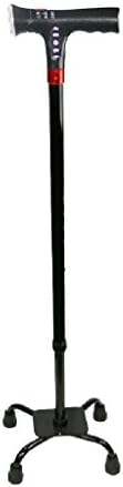 XUEPING Cane Elderly Intelligent Crutches Black Large Four-foot Multi-function Retractable Walking Stick Adjustment Range Of 74 Cm -97 Cm