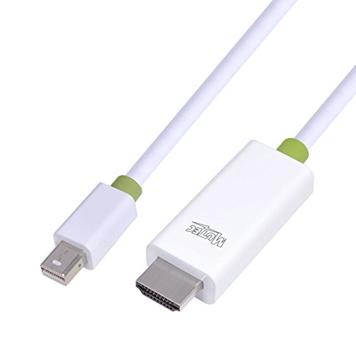 MutecPower 2 Stück von 2 meter Mini DisplayPort (DP) männlich auf HDMI männlich Kabel – 4K Ultra HD – Weiß – 2m Mit 2 Kabelbinder - 3