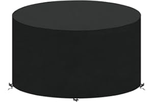 SanGlory Garden Furniture Cover Round Garden Table Cover Protective Cover for Garden Furniture Round Garden Table Cover Patio Circular Table Cover Waterproof Windproof Anti-UV 130x71cm