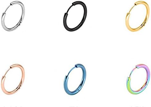 6 Pair Hot Style Big Round Party Earring Hoop,Round Sleeper Earrings for Women and Girl，Silver and Gold Jewelry Made of Hypoallergenic Stainless Steel 8mm 10mm 12mm 14mm 16mm 18mm 20MM (12)