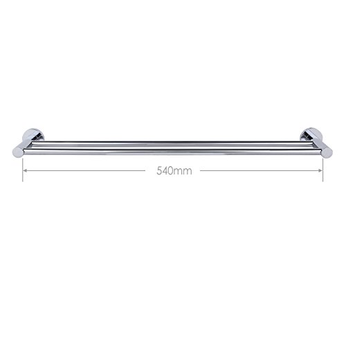 Amzdeal Bad-Accessoires Handtuchstange (zweifach) aus hochwertigem Edelstahl und verchromten Messing matt gebürstet bis 25kg Belastbar - 2