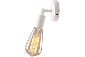 Mengjay Appliques Vintage Industrielle Noir en Métal Plafonnier Luminaire Rétro Applique Appliques de Type Bougeoir pour Chevet Maison Café Bar Couloir Salle à Manger Salon Chambre (Blanc)