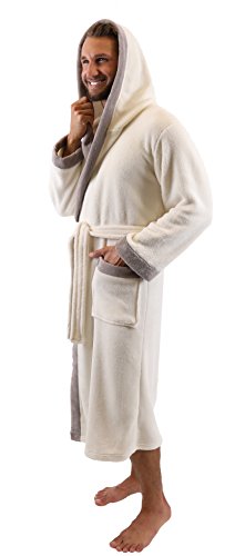 Betz leichter sportlicher Bademantel UNISEX Saunamantel mit Kapuze Damen Herren Farbe Beige oder Braun Größen S – XXL - 5