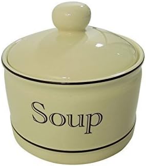 CLASSIC CREAM BLACK ROUND CERAMIC SOUP BOWL WITH LID 13 X 10CM