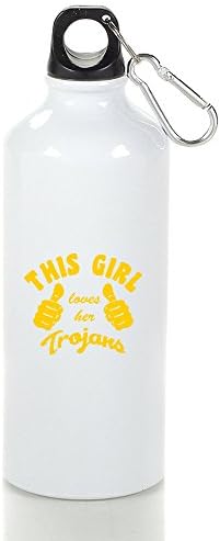 MZONE This Girl Loves Her Trojans Portable Custom Climbing Kettle Cups White With Carabiner Hook,400-600ml /6.5OZ